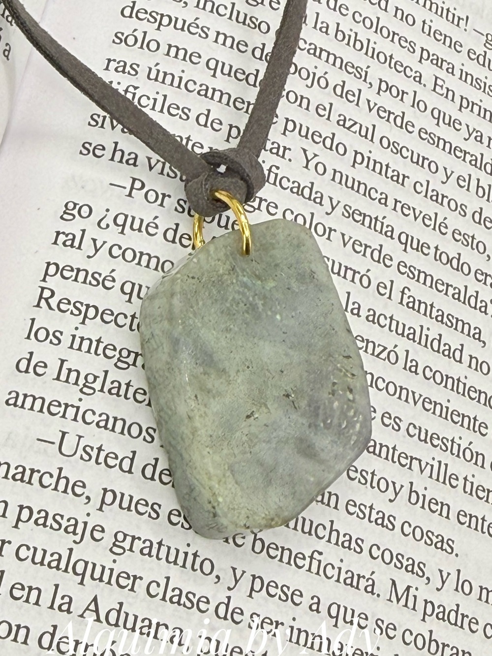 FALL huge labradorite Pendant Necklace with Light Gray Suede Cord